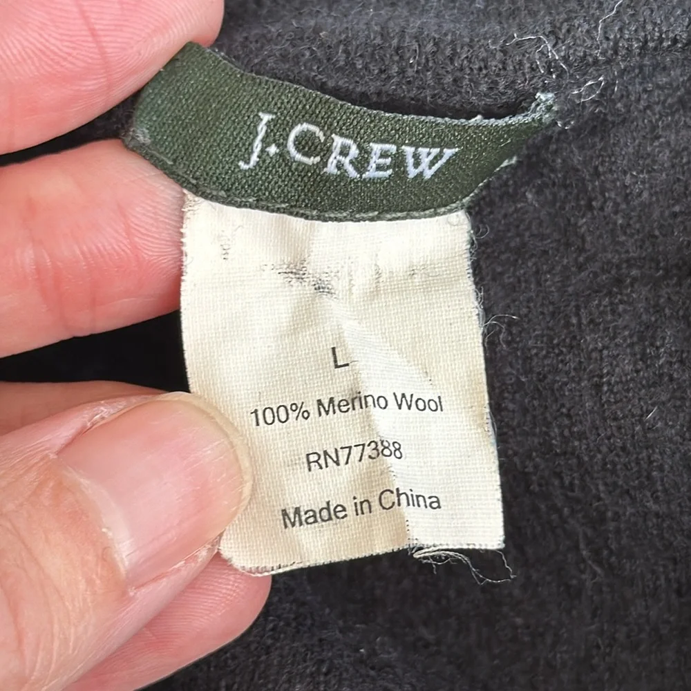 J. Crew black merino wool scoop neck long sleeve sweater size large